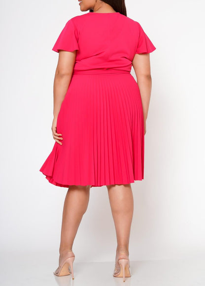 HI Curvy Plus Size Women Pleated Flare Mini Dress Made in USA