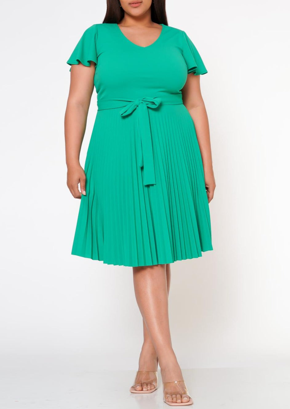 HI Curvy Plus Size Women Pleated Flare Mini Dress Made in USA