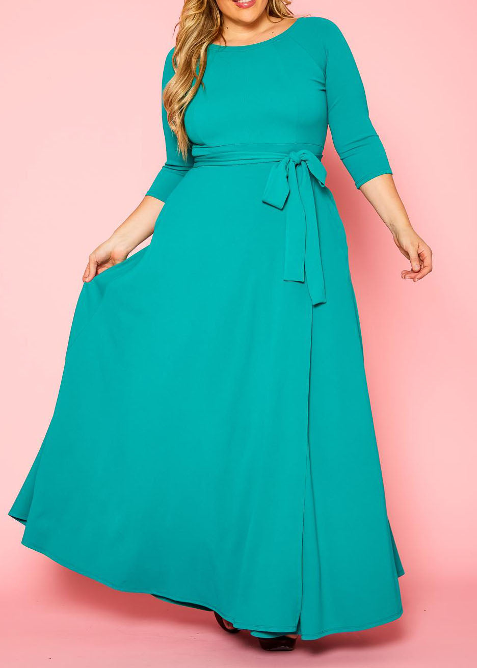 Hi Curvy Plus Size Women Effortless Fit & Flare Maxi Dress