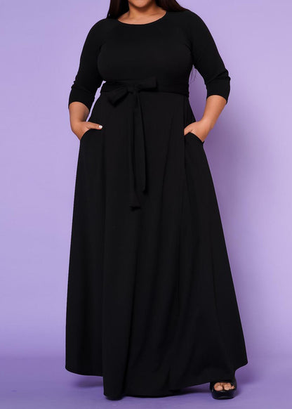 Hi Curvy Plus Size Women Effortless Fit & Flare Maxi Dress