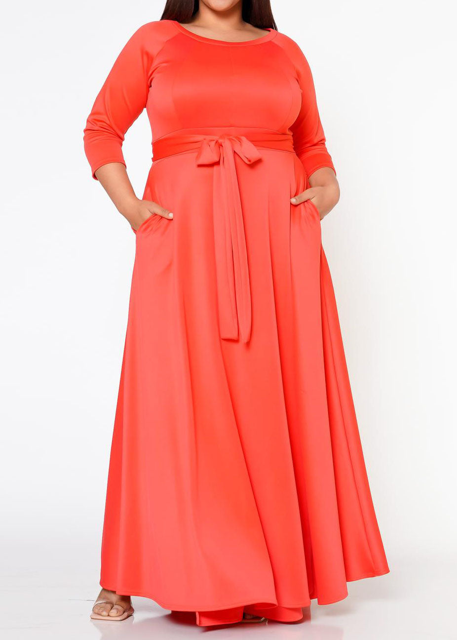 Hi Curvy Plus Size Women Effortless Fit & Flare Maxi Dress