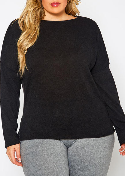 Hi Curvy Plus Size Women Knit Long Sleeve Sweater