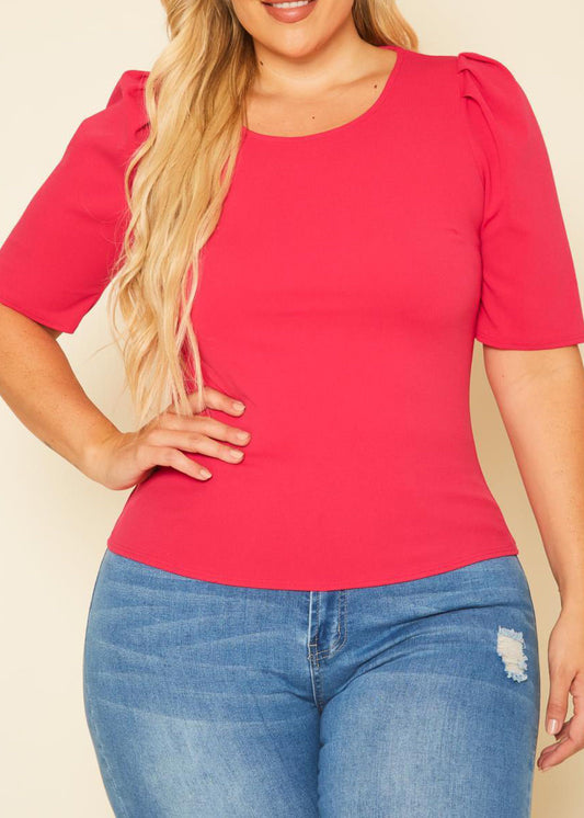 Hi Curvy Plus Size Women Solid Fitted Shirts MADE IN USA