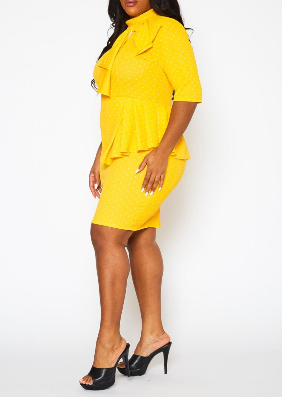 HI Curvy Plus Size Women  Print Peplum Mini Dress Made in USA
