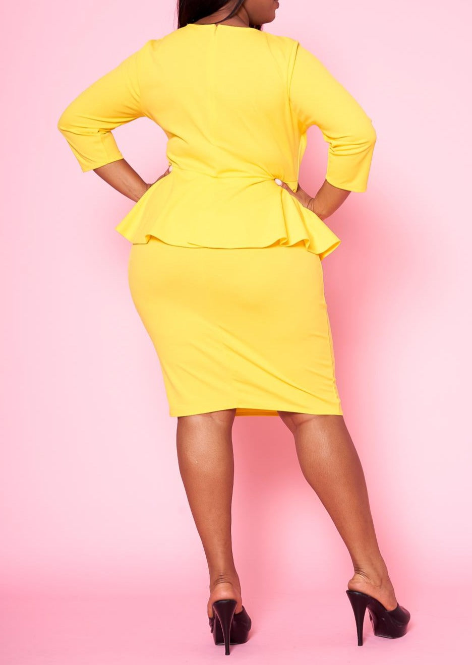 HI Curvy Plus Size Women Peplum Midi Dress Made In USA