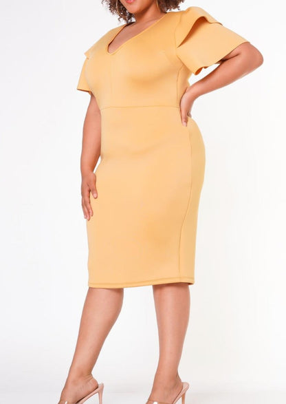 HI Curvy Plus Size Women Shoulder Flare Bodycon Dress  made in USA