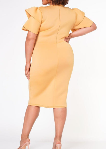 HI Curvy Plus Size Women Shoulder Flare Bodycon Dress  made in USA