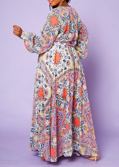 HI Curvy Plus Size Women Paisley Print Chiffon Maxi Dress Made in USA