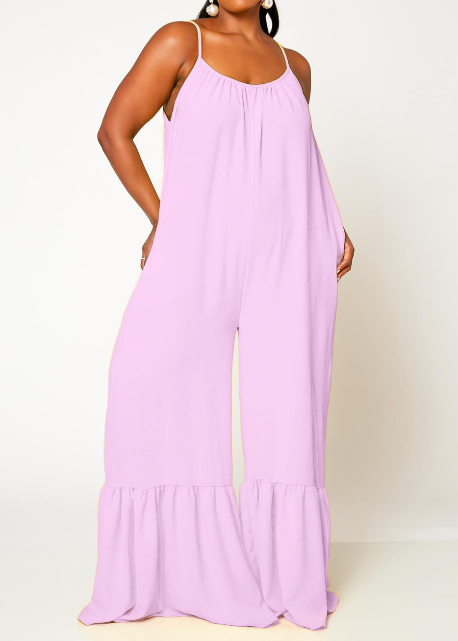 Hi Curvy Plus Size Women Wide Leg Comfy Jumpsuit Made in USA