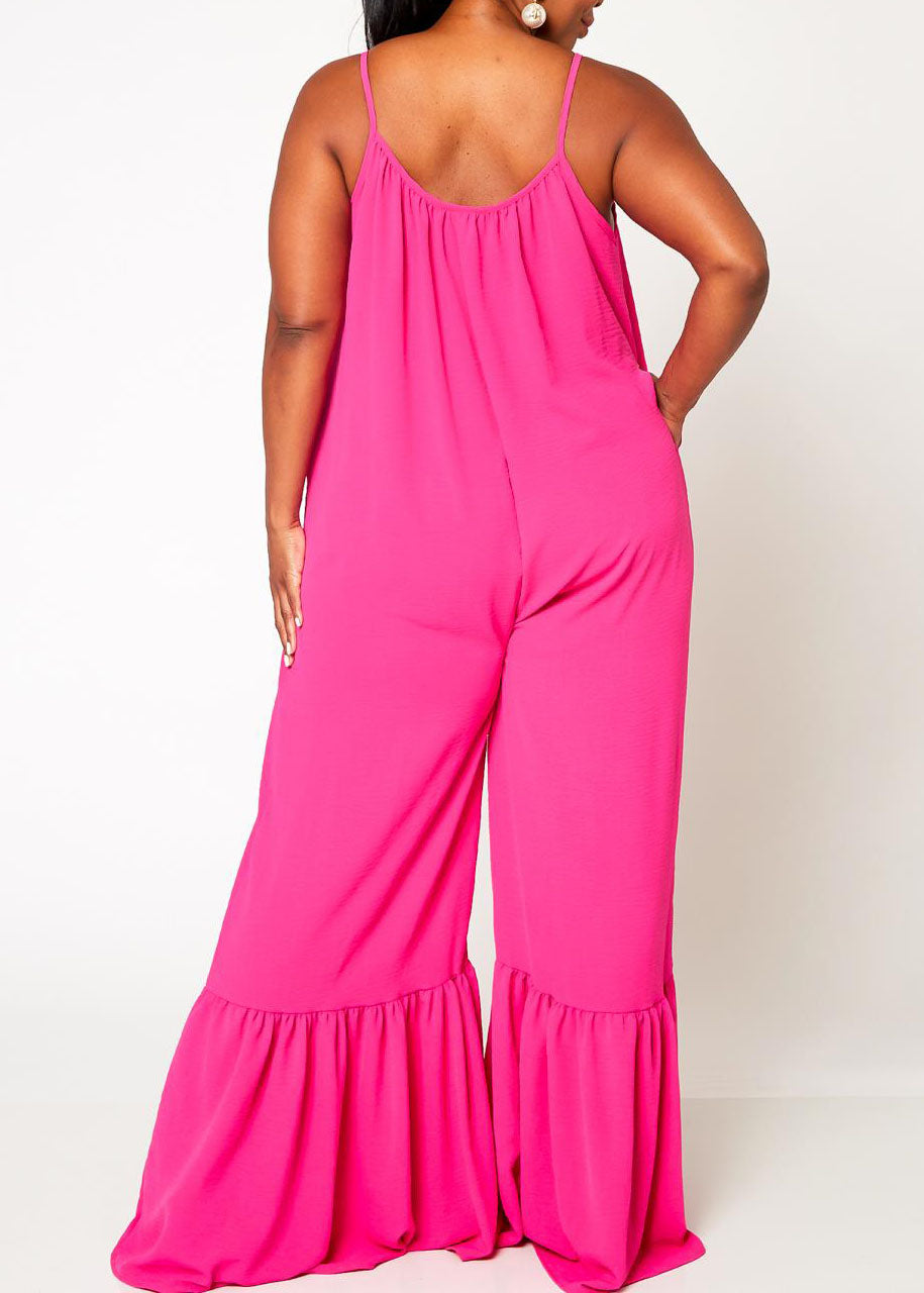 Hi Curvy Plus Size Women Wide Leg Comfy Jumpsuit Made in USA