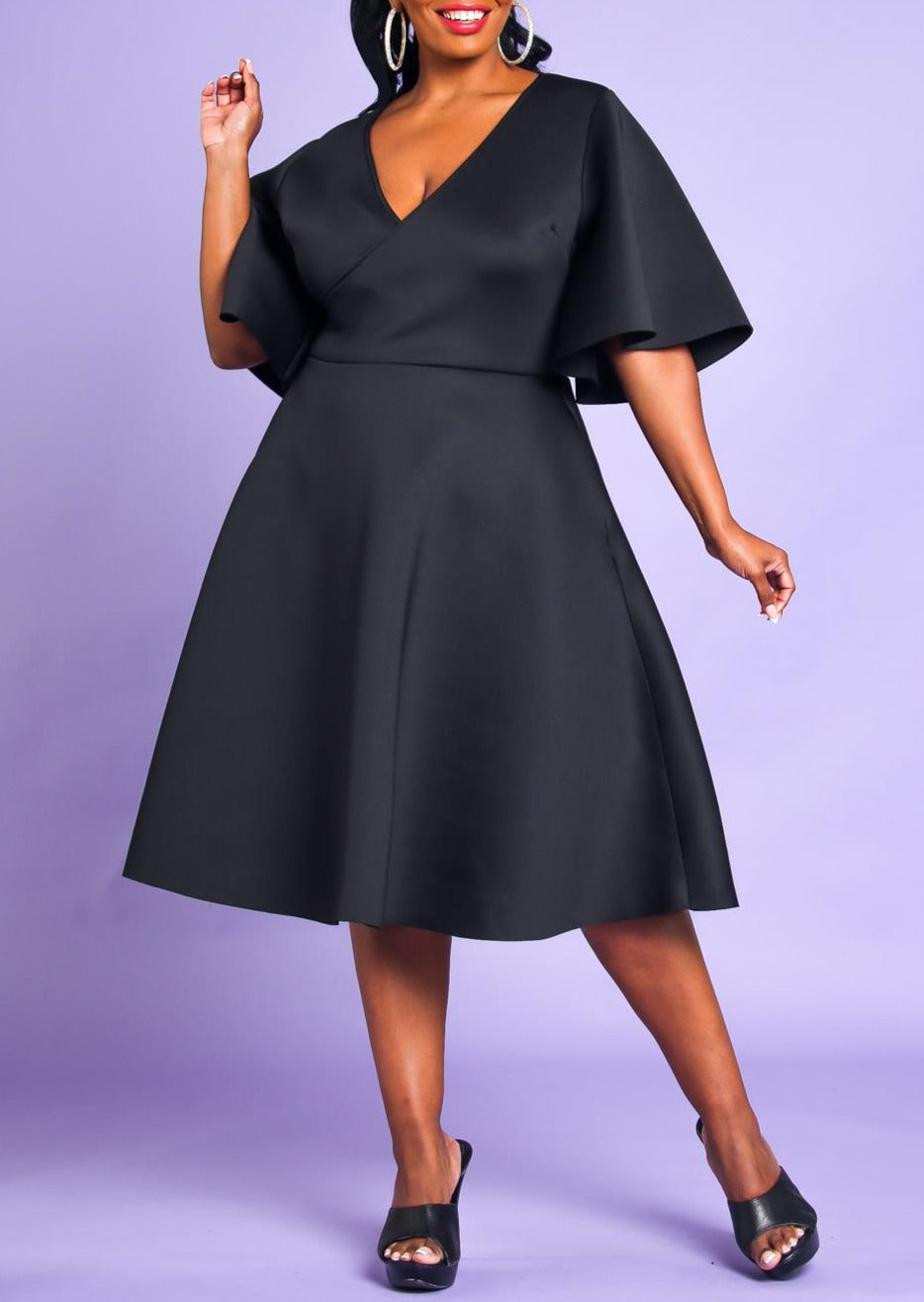 Hi Curvy Plus Size Women Wrap Fit and Flare Midi Dress Made in USA