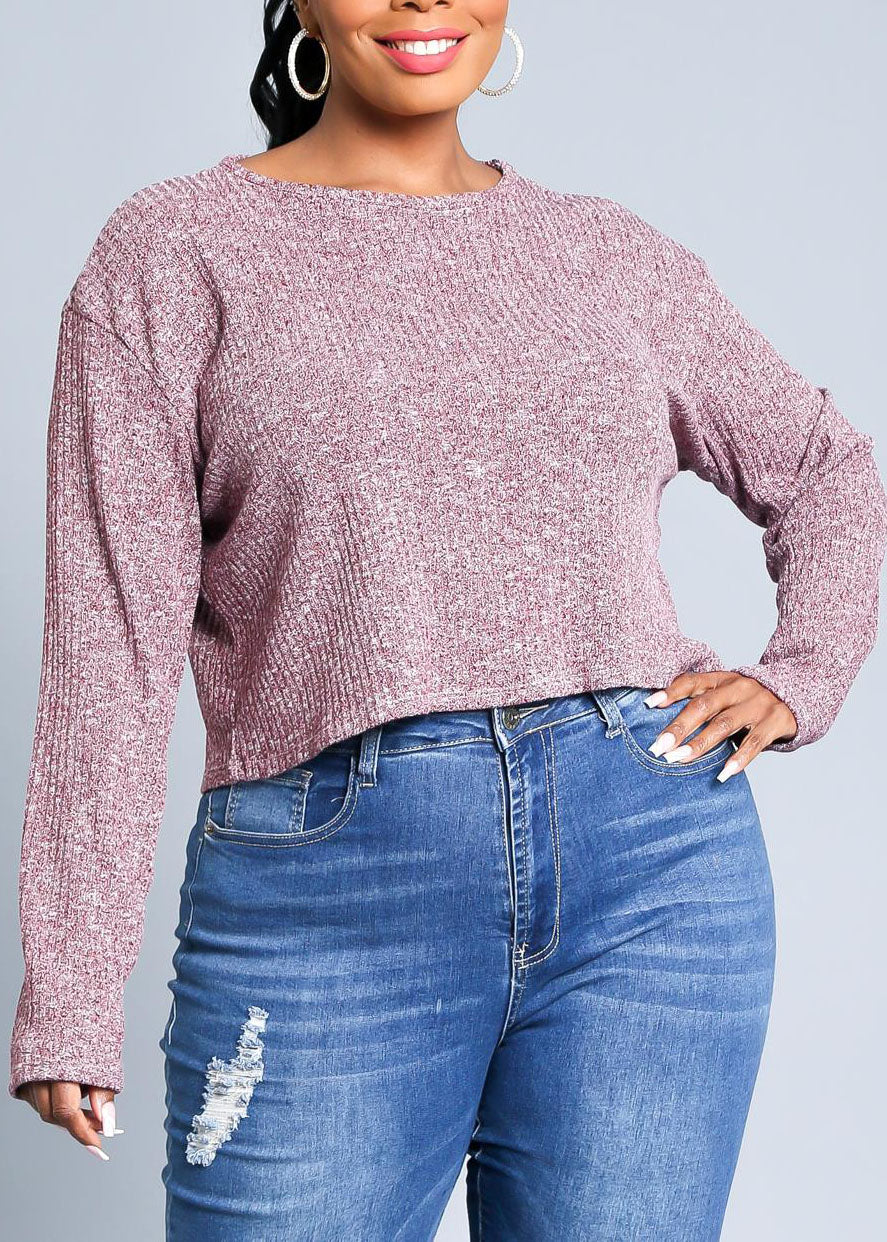 HI Curvy Plus Size Women Two Tone Knit Basic Crop Top Made in USA