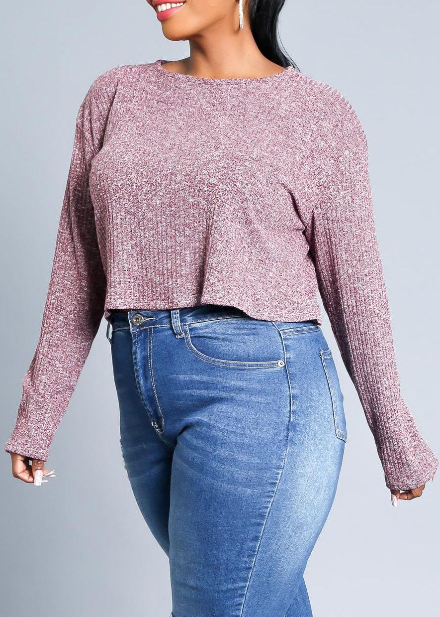 HI Curvy Plus Size Women Two Tone Knit Basic Crop Top Made in USA