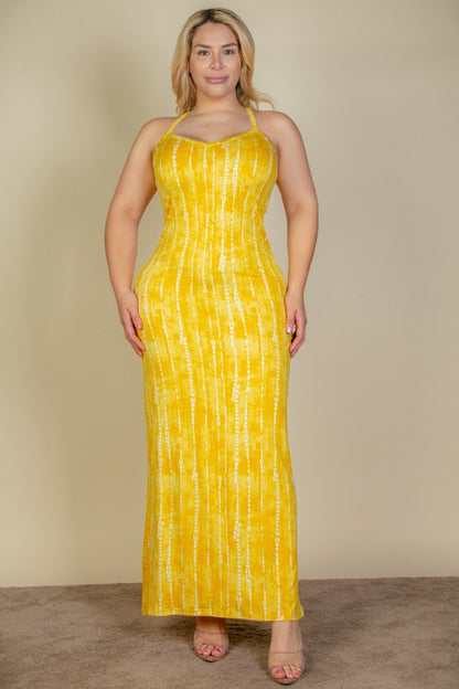 Hi Curvy Plus Size Women Tie Dye Printed Cami Bodycon Maxi Dress