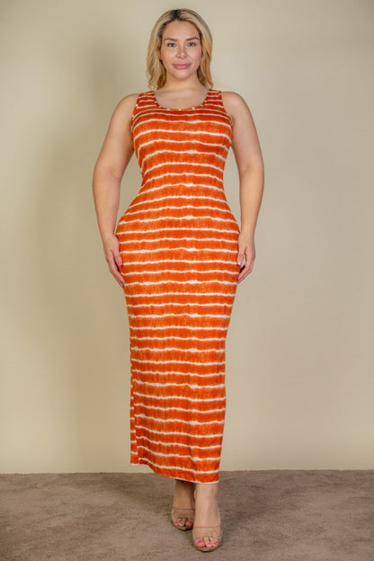 Hi Curvy Plus Size Women Tie Dye Printed Tank Bodycon Maxi Dress