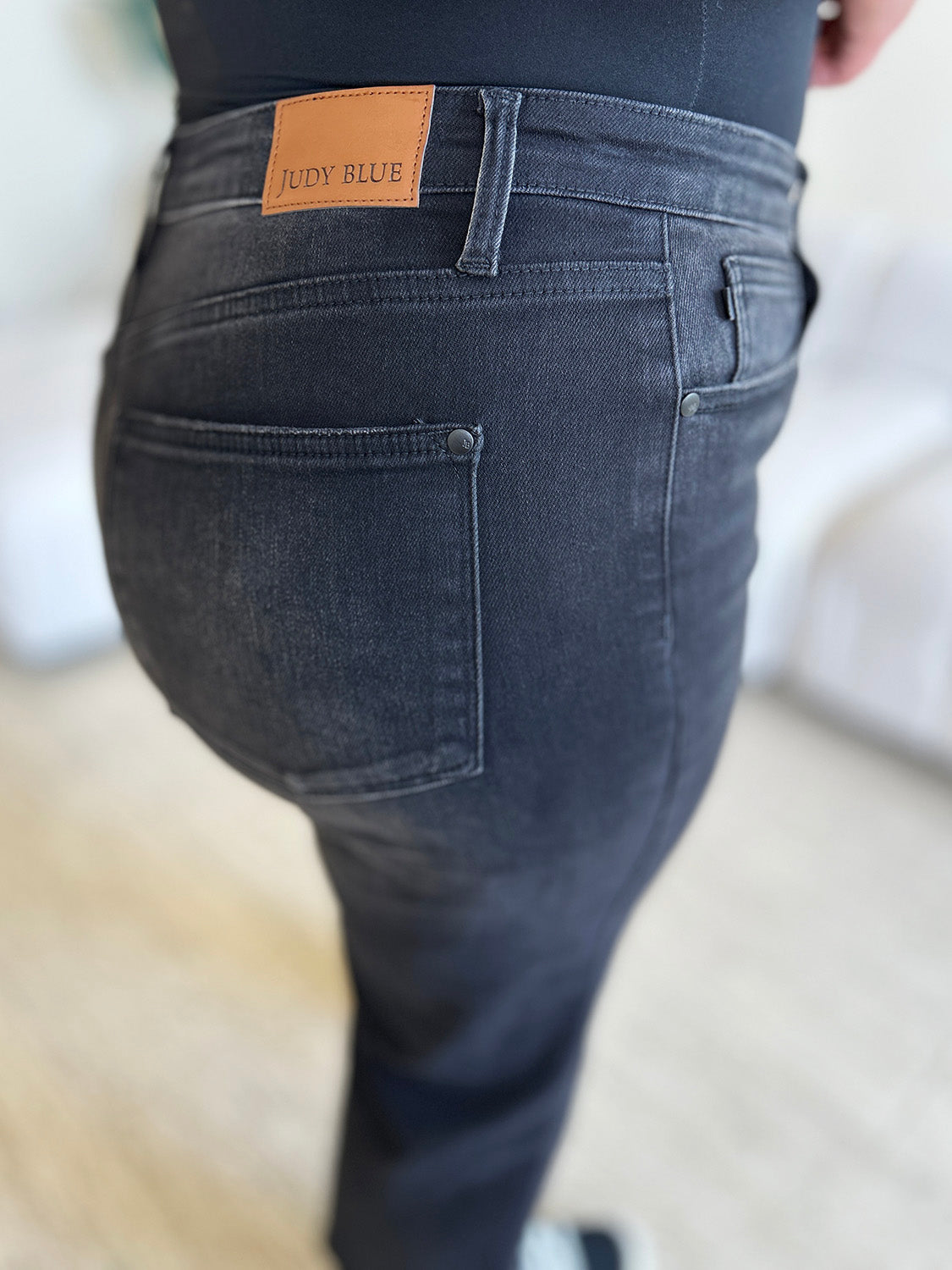 Full Size Women High Waist Button Fly Jeans