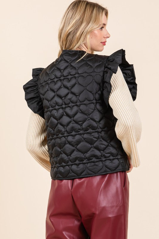 Plus Lightweight Heart Quilted Puffer Vest