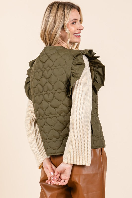 Plus Lightweight Heart Quilted Puffer Vest