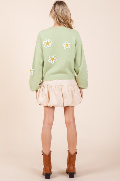 Plus Floral Embroidered Knit Sweater