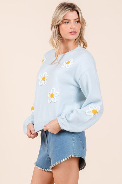 Plus Floral Embroidered Knit Sweater