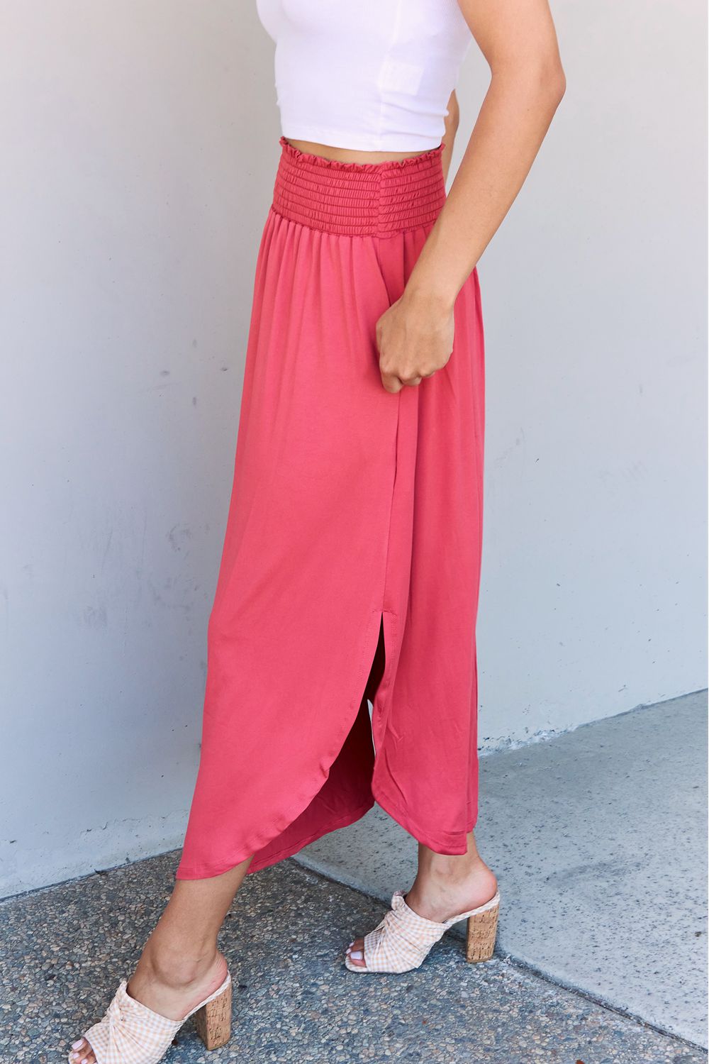 Full Size High Waist Scoop Hem Maxi Skirt