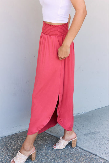 Full Size High Waist Scoop Hem Maxi Skirt