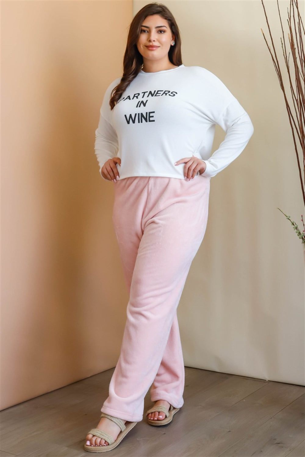 HI Curvy Plus Size Women Elastic Waist Wide Leg Pants