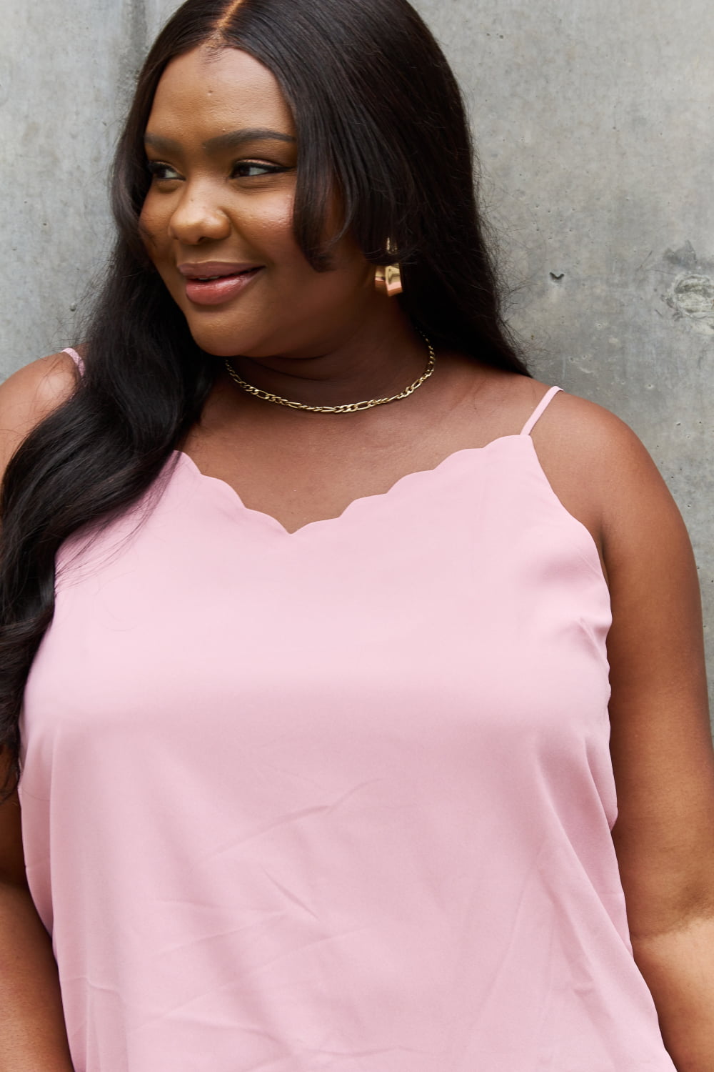 Plus Size Scalloped Cami in Rosewood