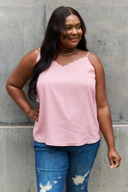 Plus Size Scalloped Cami in Rosewood