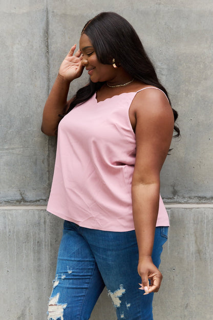 Plus Size Scalloped Cami in Rosewood