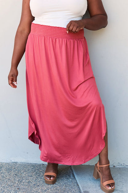 Full Size High Waist Scoop Hem Maxi Skirt