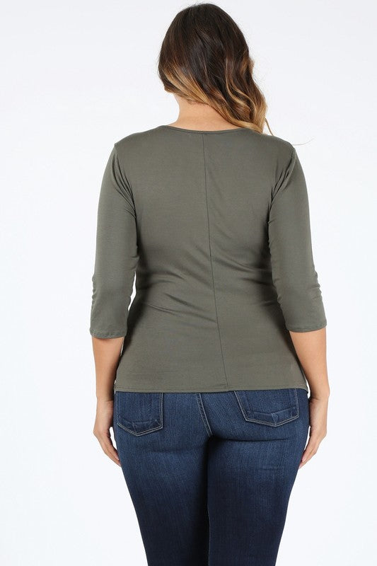 Hi Curvy Plus Size Women Waist Tie Ruched Shirts