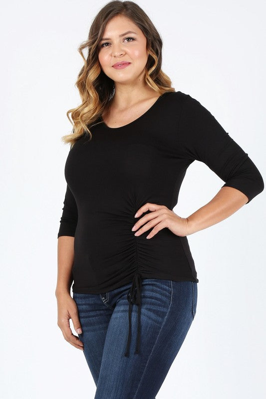 Hi Curvy Plus Size Women Waist Tie Ruched Shirts