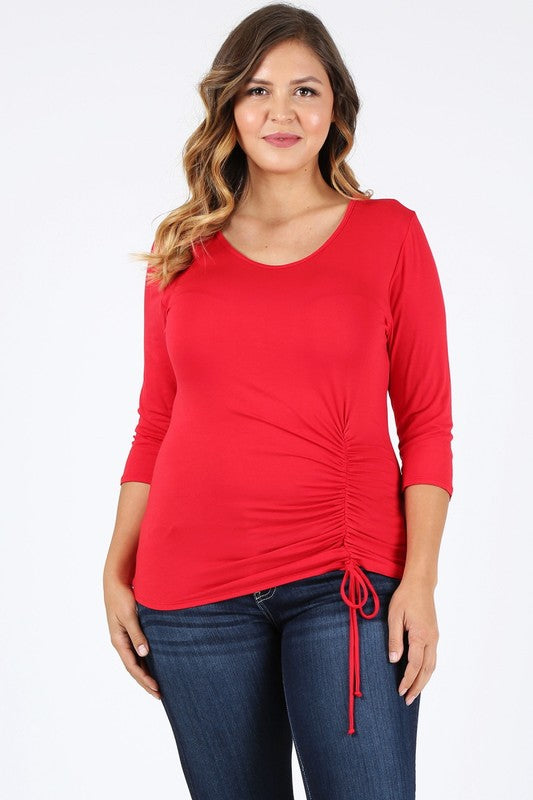 Hi Curvy Plus Size Women Waist Tie Ruched Shirts