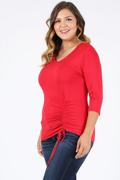 Hi Curvy Plus Size Women Waist Tie Ruched Shirts
