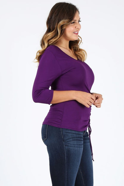 Hi Curvy Plus Size Women Waist Tie Ruched Shirts