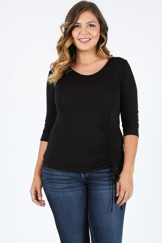Hi Curvy Plus Size Women Waist Tie Ruched Shirts