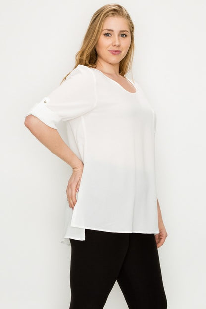 HI Curvy Plus Size Women Koshibo Roll Up sleeve Shirts