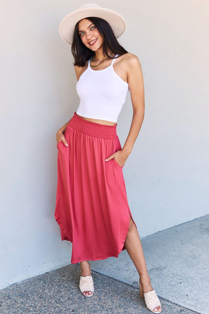 Full Size High Waist Scoop Hem Maxi Skirt