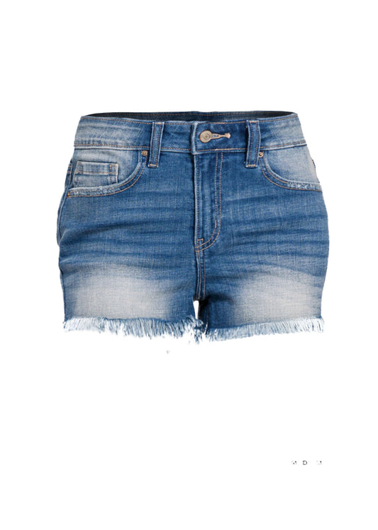 Hi Curvy Plus Size Women Mid Rise Raw Frayed Hem Denim Shorts