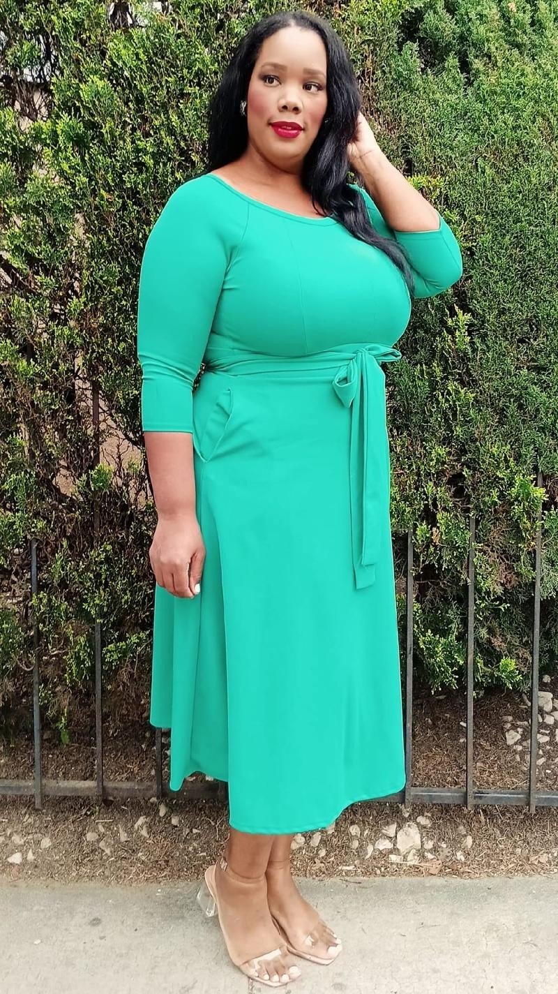 Plus Size Round Neck Flounce Sleeve Mini Dress main image 0