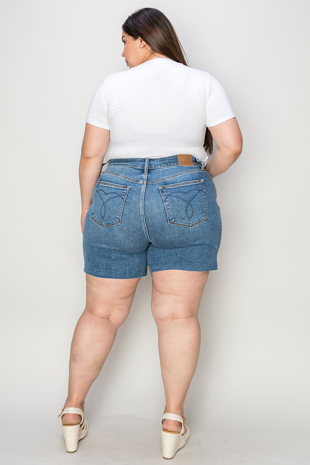 HI Curvy  Full Size Women  High Waist Slim Denim Shorts