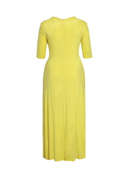 Hi Curvy bright yellow open double layer side with a long slitHi Curvy Plus Size Women bright yellow open double layer side with a long slit