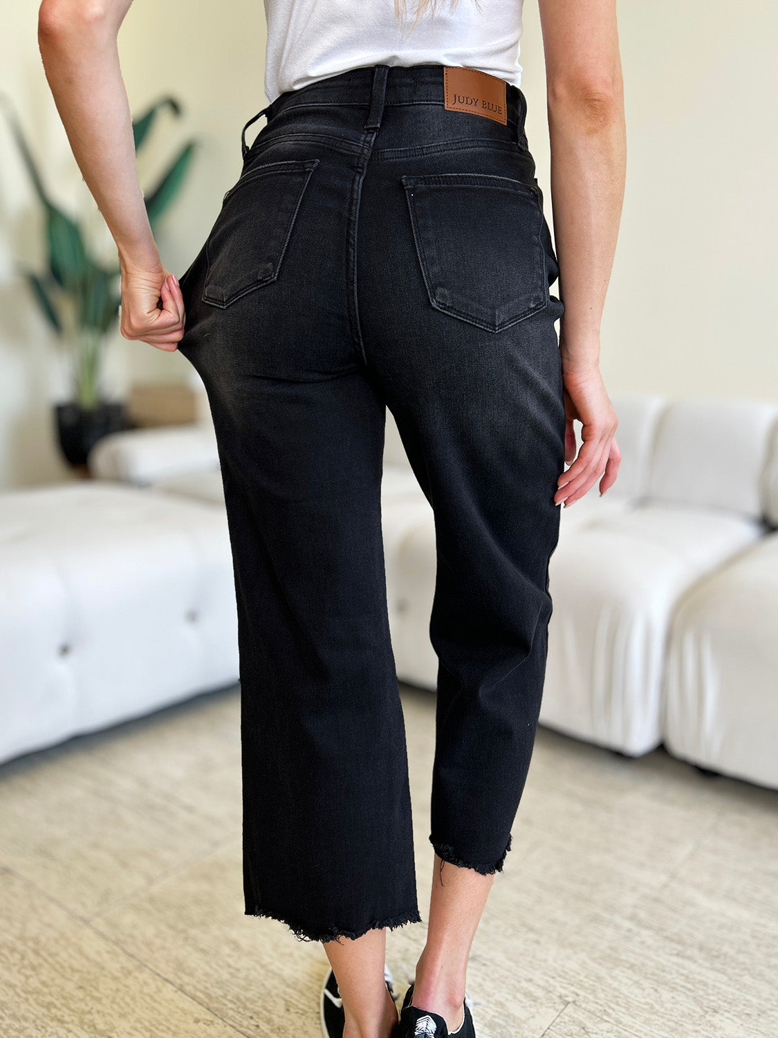 Full Size Women High Waist Button Fly Jeans