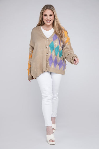 Hi Curvy Plus Size Women V Neck Button Front Cardigan