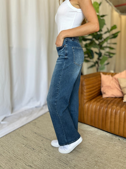 Full Size High Rise Tummy Control Wide Leg Jeans