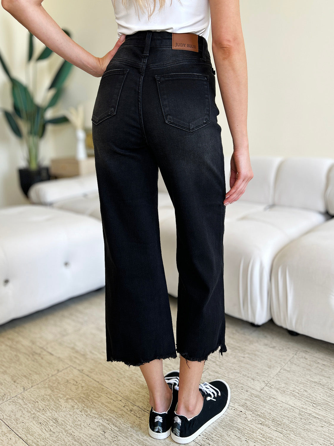 Full Size Women High Waist Button Fly Jeans