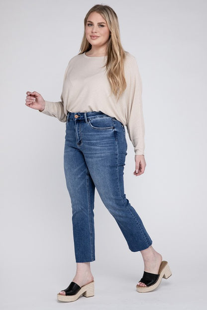 Plus Size High Rise Slim Straight Jeans