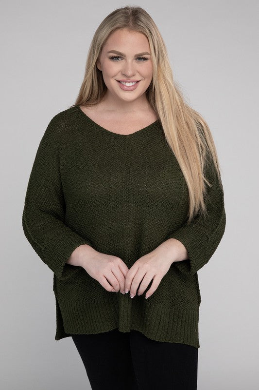 Plus Size Crew Neck Knit Sweater