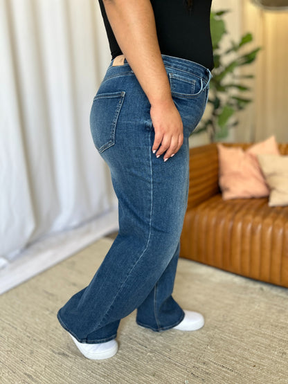 Full Size High Rise Tummy Control Wide Leg Jeans